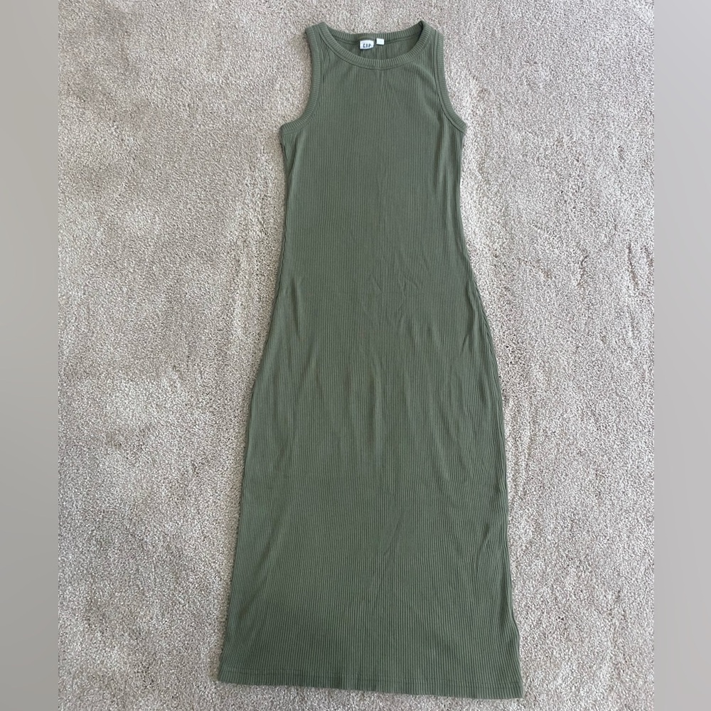 GAP Sleeveless Olive Green Maxi Dress